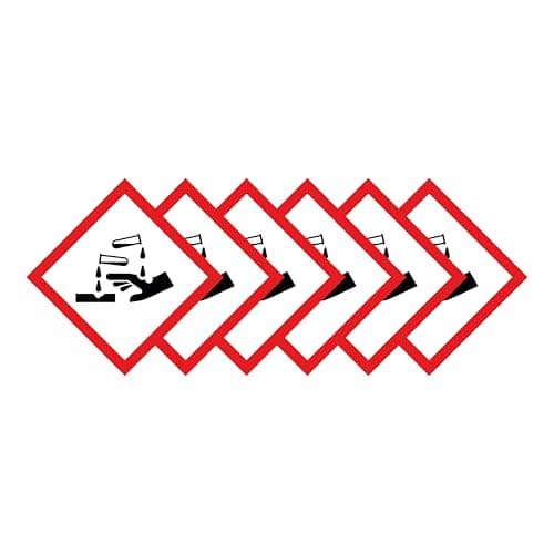 Image of Corrosive Warning Hazard Diamond Multi Pack 100mm x 100mm Strong Adhesive Vinyl Stickers for Safety (6)