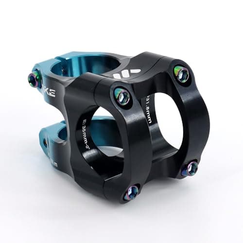 Image of BESNIN Bike Stem 0 Degree 35mm/50mm Short MTB Stem, CNC Machined Aluminium Alloy, 31.8mm Handlebar Clamp for Mountain Bike, Gravel, Enduro, DH, XC & E-Bike (Two-tone Black/Blue, 31.8x35mm)
