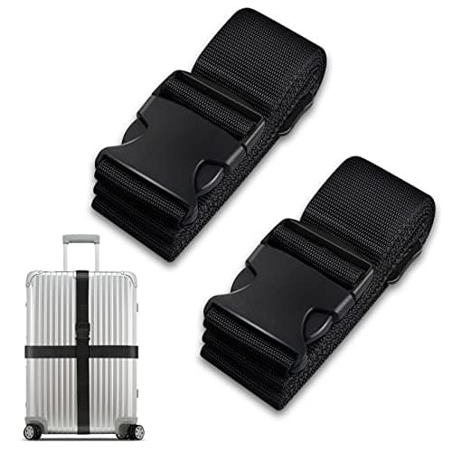 Image of Luggage Suitcase Straps Set, Travel Accessories Thickened Luggage Belt with Quick Release Buckle, Adjustable Black Travel Luggage Straps for Suitcase Baggage (Black, 2 PCS Set)