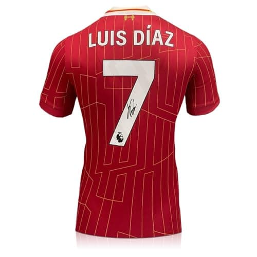 Image of Exclusive Memorabilia Luis Díaz Signed Liverpool 2024-25 Football Shirt Red