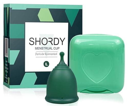 Image of SHORDY Menstrual Cup, Single Pack (Large) with Box, Soft & Flexible, Copa Menstrual Kit for Women | Up to 12 Hours of Comfort, Eco-Friendly & Safer Alternative to Pads & Tampons (Green)