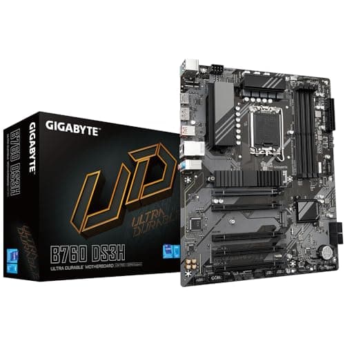 Image of Gigabyte B760 DS3H Motherboard - Supports Intel Core 14th Gen CPUs, 8+2+1 Phases Digital VRM, up to 7600MHz DDR5 (OC), 2xPCIe 4.0 M.2, GbE LAN, USB 3.2 Gen 2