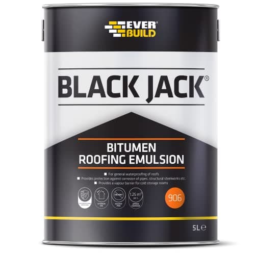 Image of Sika Black Jack 906 Bitumen Roofing Emulsion – Waterproofer for Roofs – Black – 5 Litre