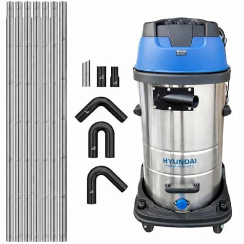 Image of Gutter Cleaning System 100L Industrial Wet & Dry Vacuum Cleaner with Black 25ft (7.5m) Long Reach Gutter Pole Kit 3000W Triple Motor