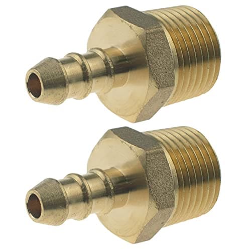 Image of 2 x Fulham NOZZLES 1/2" Male BSP Thread Nipple Fittings for Orange 15mm OD 8mm Bore Flexible Gas Pipe