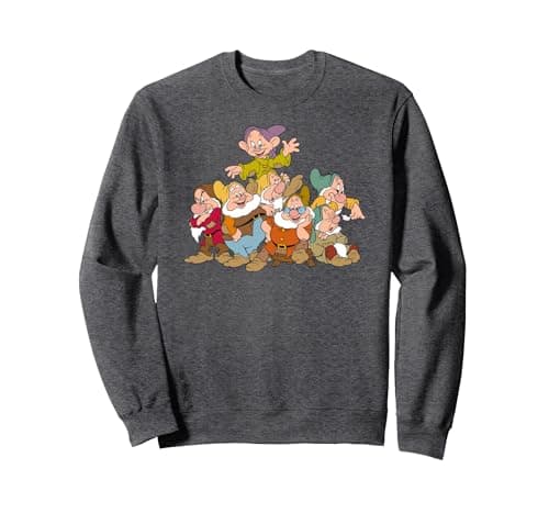 Image of Disney Snow White & the Seven Dwarfs Group Fun Sweatshirt, Adult Unisex, Dark Heather Grey, XX-Large