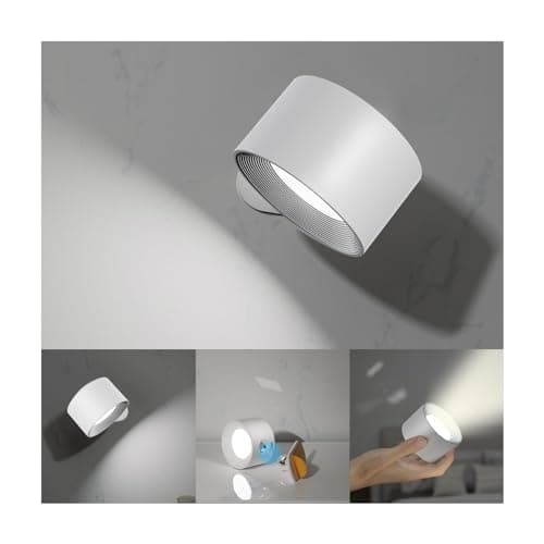Image of Feallive LED Wall Lights with USB Charging Port 1 Pcs Reading Light, Dimmable Touch Control 3 Brightness Levels Wall Spotlights 360 Free Rotation ​Bedside Sconce Lamp for Bedroom White