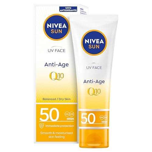 Image of NIVEA Sun UV Face Anti-Age SPF 50 (50ml), Q10 Protects Against UVA/UVB Rays and Premature Skin Ageing, Anti-Ageing Cream, Fights Fine Lines and Wrinkles