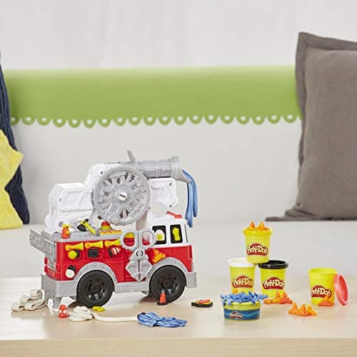 Image of Play-Doh Wheels Fire Truck Toy with 5 Non-Toxic Colours Including Play-Doh Water Compound