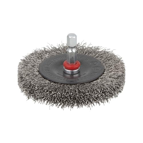 Image of wolfcraft Stainless Steel Wire Wheel Brush, Ø 75 mm I 2711000 - for preparing soldering and welding jobs - for de-rusting and cleaning - Stainless steel (Inox), Metal, Non-ferrous metal, Sheet steel
