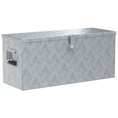 Image of vidaXL Aluminium Storage Box -, Lightweight & Durable - Ideal for Vehicles and Camping - Silver 80x30x35 cm