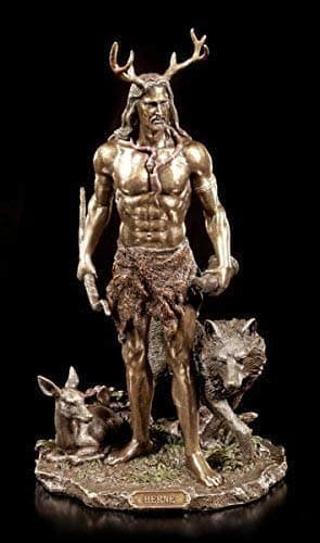 Image of Herne Figurine - The Horned Gott with Animals Veronese Decorative Statue Cernunnos