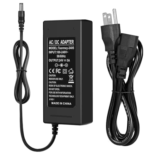Image of Taormey 24V Power Supply, 5A 120W AC to DC Adapter, AC 100-240V to DC 24 Volt 5 Amp Power Converter Transformer with 5.5 x 2.1mm/2.5mm DC Plug for LED Strip Security Cameras Router LED Driver Monitor