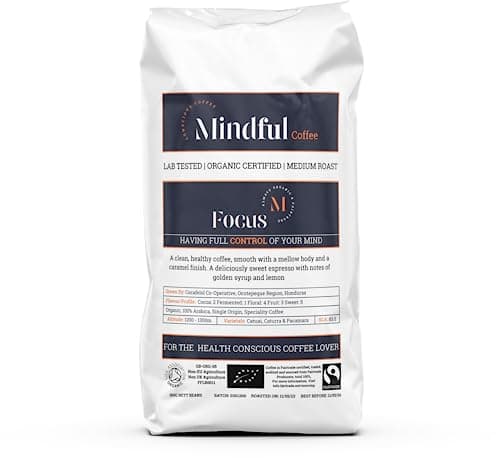 Image of Mindful Coffee - Focus 500g| Organic Clean Ground Coffee| Lab Tested - Mycotoxin Free| Freshly Roasted |Single Origin Speciality|Cafetiere Grind