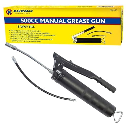 Image of 3 Way 500cc Lever Action 400g Grease Greasing Gun - with 2 Delivery Hoses DIY, Professional | Die Cast Pump Head, Air Bleed Valve, Hand Tool, Robust, Effortless