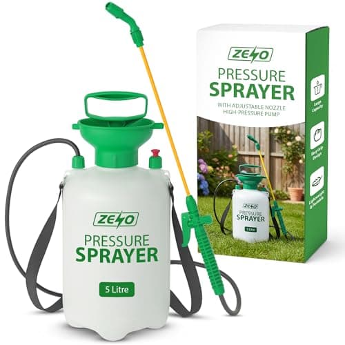 Image of ZENO Garden Pressure Sprayer 5 Litre | Weed Sprayer Pump 5L with Plastic Lance, Adjustable Nozzle, Shoulder Strap, Safety Valve, Wide Funnel | for Weed Killer, Fertilisers, Pesticides, Cleaning