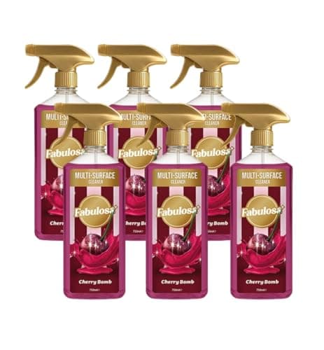 Image of Fabulosa Antibacterial Disinfectant Spray, All Purpose Multi Surface Cleaner, 750ml, 6 Pack, Cherry Bomb
