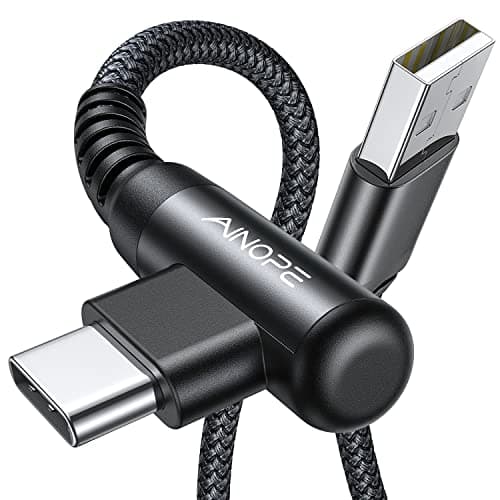 Image of AINOPE USB C Charger Cable - [2-Pack 2M] 3.1A Fast Charger USB C Right Angle USB to USB C Cable Nylon Braided for iPhone 17/16/15 Samsung Galaxy S25 S24 S23 S22, Gifts for Him Men Women