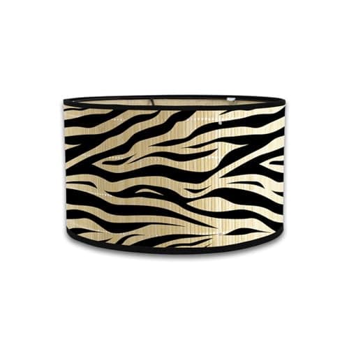 Image of FANSU Round Drum Light Shade for Table Lamp Modern Leopard Print Pendant Lampshades Easy Fit for Living Rooms, Bedroom, Hallways, Reading Room (Zebra,30x30x20cm)