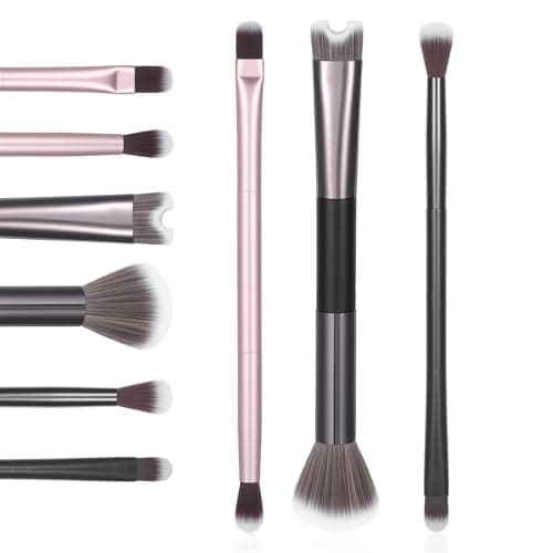 Image of 3 Pcs Nose Contour Brushes Kit, 2-in-1 Dual-Ended U-Shaped and Fluffy Brushes for Sculpting, Defining, Shaping Cheekbones Nose Contour