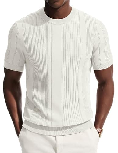 Image of PJ PAUL JONES Mens T Shirt Round Neck Summer Basic Slim Fit Knitted Tops White XXL