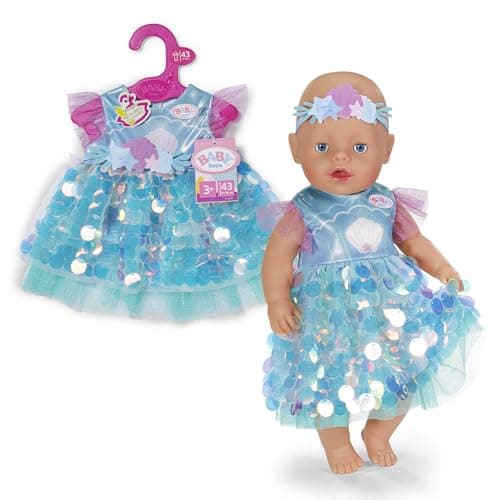 Image of BABY born mermaid outfit with sequin dress and hairband for 43cm dolls