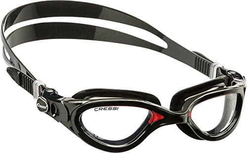 Image of Cressi since 1946-Flash Goggles-Swimming Goggles with Separate Lenses, Ideal for Swimming Pool, Snorkeling, Triathlons, Anti Fog, Scratch Resistant and UV Protection-Black/Black Red_Clear Lens