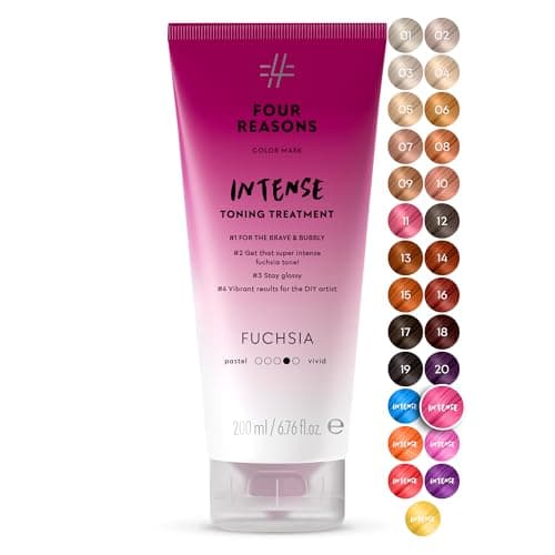 Image of Four Reasons Color Mask INTENSE Fuchsia (27 Colours) - Intensive Toning Treatment - Colour Depositing Conditioner – Semi Permanent Pink Hair Dye for Lightened and Coloured Hair– 100% Vegan, 200 ml