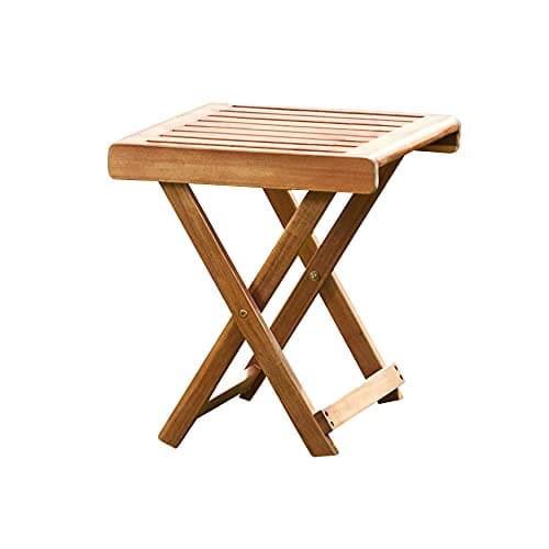 Image of Thompson & Morgan Acacia Hardwood Folding Side Table Pre-Treated Garden Furniture (Acacia Folding Side Table)