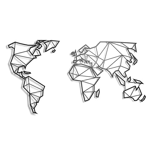 Image of keluly World Map Steel Wall Decoration, Black
