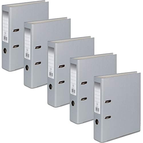 Image of OFFICE CENTRE 5 x Grey A4 75mm Strong Premium Business Lever Arch Files Folders Metal Binder Bar Ring Document