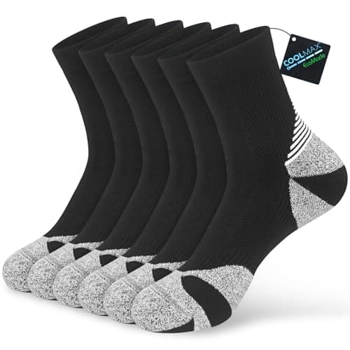 Image of ouhos 3 Pairs COOLMAX Compression Running Socks for Men Women, Anti-Blister Cushioned Lycra Athletic Sports Socks, Moisture Wicking Training Marathon