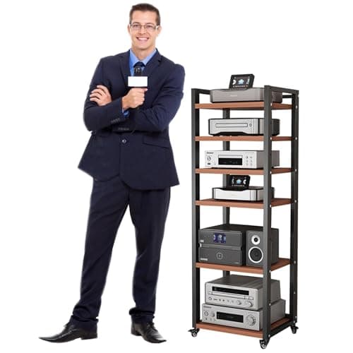 Image of ROHCGHC Audio Rack Tower, 161cm63inch High Multifunctional Audio/Video Components Rack, Modern Cabinet with Rolling Wheels(Black3,6 TIER50CM WIDE)