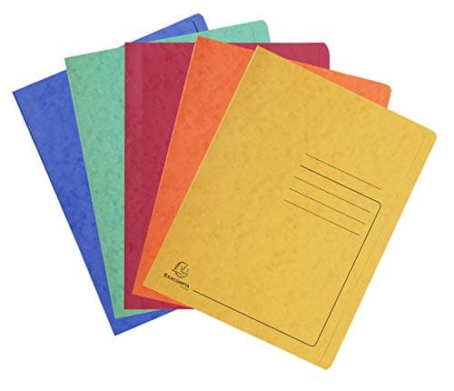 Image of Exacompta - Ref 39990E - Flat Bar File - Suitable for A4 Documents, 355gsm Mottled Pressboard, Metal Spring Mechanism, Pre-Printed Covers - Assorted Colours (Pack of 25)
