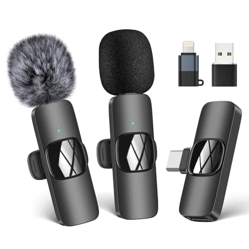 Image of HMKCH Wireless Lavalier Microphone for iPhone - iPad, Android Phone,Computer, Mini Lapel Mic with Noise Reduction and crystal sound for Video Recording, Vlogging, TikTok, YouTube