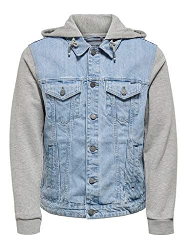 Image of Only & Sons Men's Onscoin Hood Trucker Blue Pk 5727 Jacket Not Applicable, Blue Denim, M