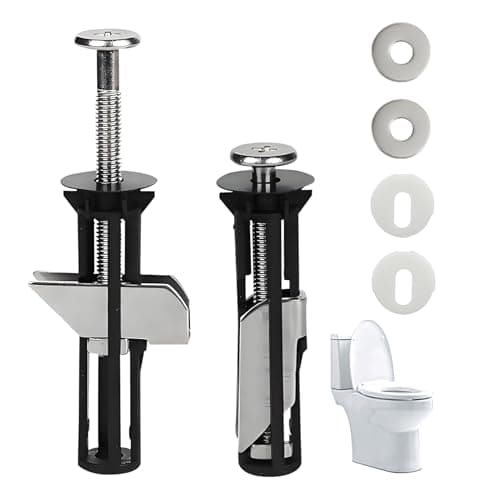Image of Toilet Seat Replacement Kit - Universal Quick Release Hinge & Stainless Steel Screws, Easy Installation Hardware for Universal Toilets (2 Pack) (Screws-JS2) (silver) (silver)