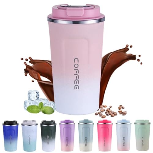Image of EACHPT Travel Mug, 510ml Coffee Travel Mug with Leakproof Lid,Stainless Steel Thermal Cups for Hot Drinks,Reusable Vacuum Insulated Coffee Cups, Travel Coffee Mug for Hot Cold Drinks/Tea