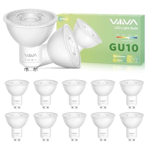 Image of VIIIVA GU10 Led Bulbs Cool White-12 Packs,7W 6000K Spotlight Light Bulb, (50W Equivalent) Energy Saving, CRI>80, 510LM, 38° Beam Angle, Non-Flicker, Non-Dimmable, for Home Lighting