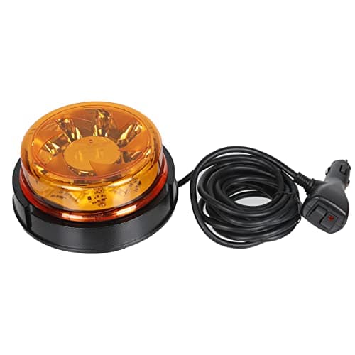 Image of Qiping 1 Pack Magnetic Orange LED Beacon Light 12v 24v Amber Emergency Vehicles Flashing Light, Yellow Strobe Warning Light, IP65 Waterproof, E-mark Approve