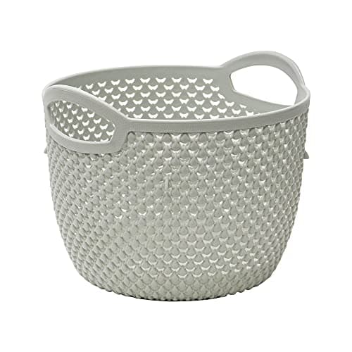 Image of JVL Droplette Design Plastic Round Storage Basket, 3.3L,16 x 19cm Approx, Grey, One Size, 13-392IG