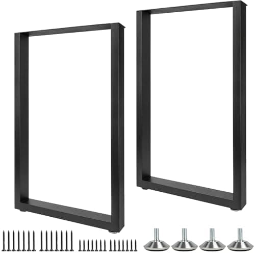 Image of CISSIYOG 2PC Metal Table Legs 90cm, Table Legs Metal (90x45x8cm) Square Furniture Legs with Adjustable Feet, Max Load 200kg for Dining Desk, Coffee Table, Bench