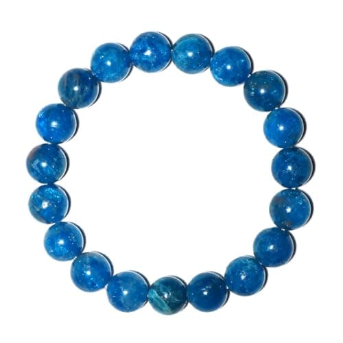 Image of TaHLga 12mm Blue Apatite Crystal Bracelet for Women Men | Natural Throat Chakra Stone | Weight Management & Manifestation | Fits for 7-7.5" Medium Wrist Size
