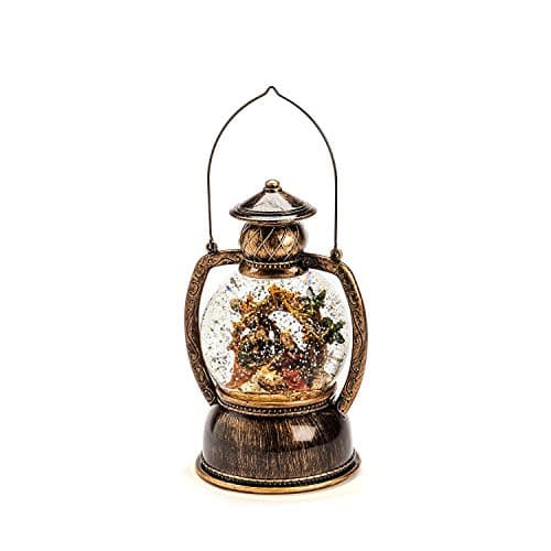 Image of Konstsmide Christmas Decorations LED Snow Globe Lantern Nativity Winter Scene, Water Filled/Water Spinner/Indoor Use (IP20)/Battery Operated 3xAA 1.5V (excl.) / Lantern 1 Warm White Diode