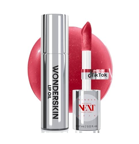 Image of Wonderskin Lip Oil Rehab Serum - Tinted Lip Oil for Women, Hydrating, Moisturizing, and Non-Sticky Red Tint Serum for Dry Lips (Amour)