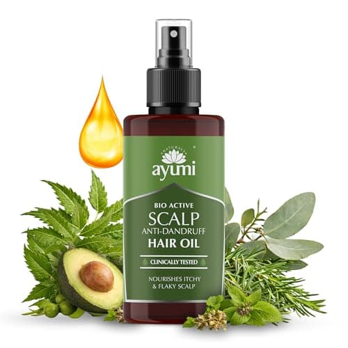 Image of Ayumi Bio-Active Scalp Hair Oil | Anti Dandruff Scalp Treatment with Neem | Scalp Oil for Dry Itchy Scalp Treatment | Rosemary Hair Oil for Dry Damaged Hair | Dandruff HairSpray Bottle |100ml