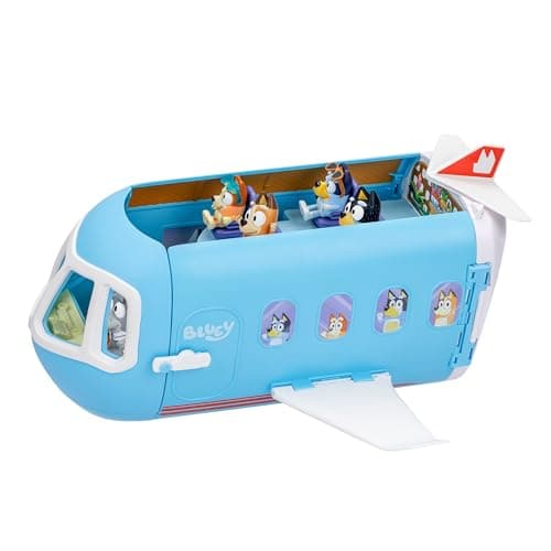Image of Bluey 3-in-1 Transforming Plane Playset with The Heelers, Plane Transforms to A Resort & Boat, 25+ Sounds & Phrases, 5 Figures - Exclusive Captain Figure, Amazon Exclusive
