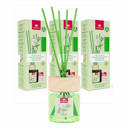 Image of Cristalinas 35ml Night Blooming Jasmine Air Fresheners for Home - Reed Diffusers for home - Home Fragrance Lasts upto 8 weeks - Room Diffuser Sticks with Coloured Fragrance Oil - Pack of 3