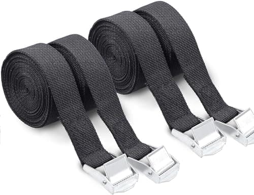 Image of 4Pcs Ratchet Tie Down Straps - Heavy Duty Lashing Straps, 2.5m x 25mm, Black, Adjustable, Quick Release Cam Buckle for Vans, Motorcycle, Trucks, Trailers, Luggage