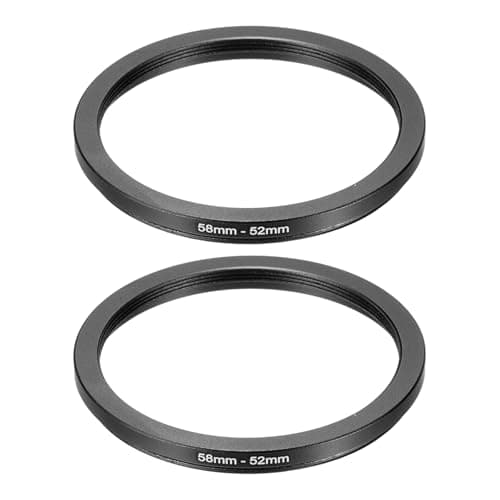 Image of PATIKIL Step Down Ring Adapter 58mm to 52mm, 2 Pcs Filter Step-down Rings Camera Lens Filters Metal Ring Digital for ND IR DSLR Lenses, Black